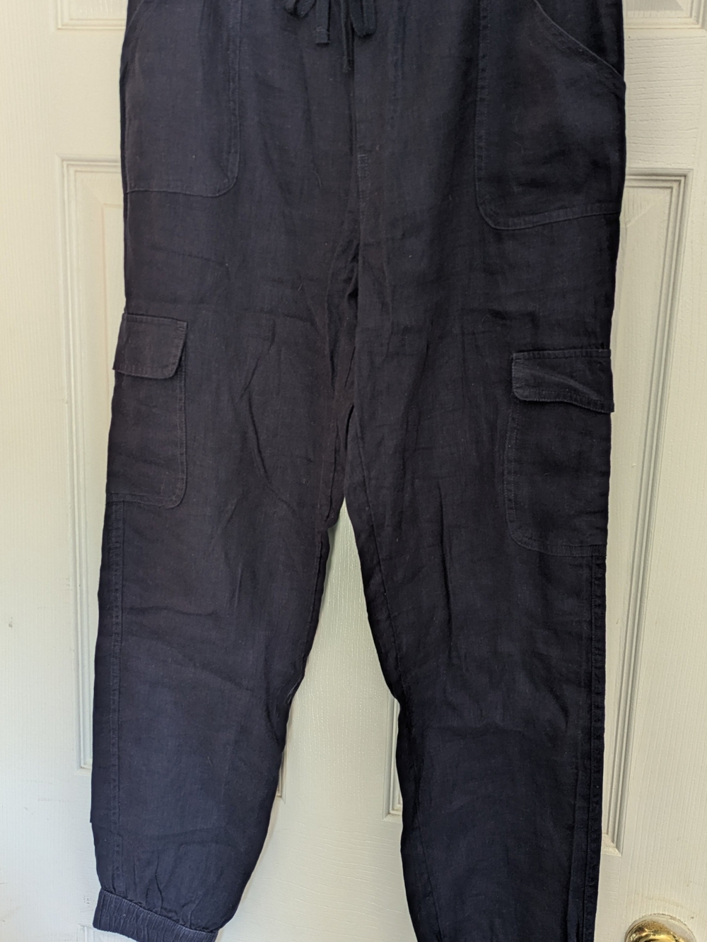 Nicole Miller 100% European Flax Linen Cargo Joggers